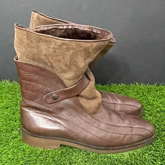Pino Giardini By Salgo Brown Leather and Suede Shearling Boots. Size 10/US 9. - Picture 7 of 12